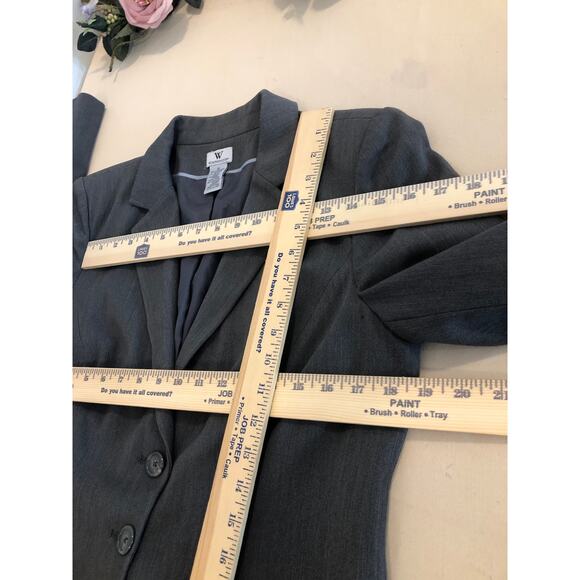 Worthington Women Gray Blazer 12 Notched Lapels 2-Buttons Closure Executive - Picture 8 of 9